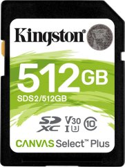 Kingston Canvas Select Plus SDXC 512 GB Class 10 UHS-I/U3 V30 (SDS2/512GB)