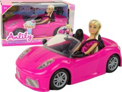 LeanToys Sada Bábika Sportowy auto Ružový
