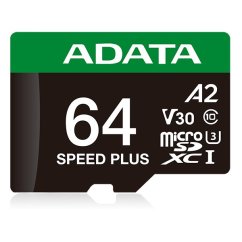 ADATA Speed Plus MicroSDXC 64 GB Class 3 UHS-I/U3 A2 V30 (UD64GUI3V30A2SP-RA1)