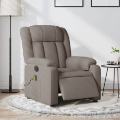 vidaXL Rozkładany fotel masujący, elektryczny, farba taupe, tkanina Lumarko!
