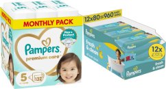 Pampers Pampersy Premium Care 5, 11-16 kg, 132 szt. +960szt. chusteczek Freshclean