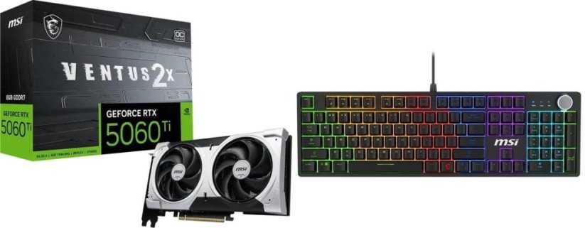 MSI GeForce RTX 5060 Ti Ventus 2X OC Plus 8GB GDDR7 DLSS4+ MSI Forge GK320 Red switch