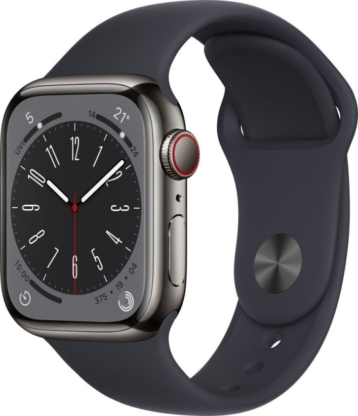 Apple Watch 8 GPS + Cellular 41mm Midnight Stainless Steel Sport Modrý  (MNJJ3FD/A)