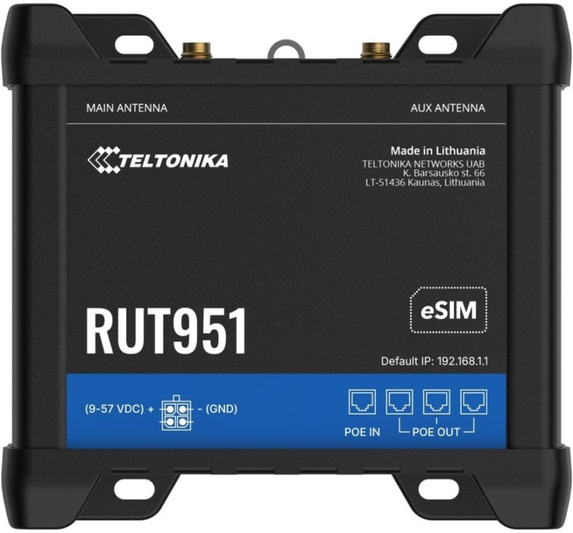 Teltonika TELTONIKA NETWORKS RUT951 POE+ DUAL SIM eSIM 4G/LTE/3G/2G WiFi Router