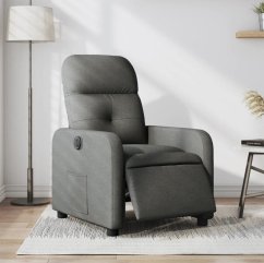 vidaXL elektrickýfotel rozkładany, tmavoSivý, obity tkaniną