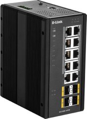 D-Link Switch / 14 Port Layer2 Managed Gigabit PoE Industrial Switch, 8x 100/1000Mbit/s TP (RJ-45) PoE Port, 2x 100/1000Mbit/s TP (RJ-45) Port, 4x SFP Port, Automatische Geschwindigkeits- und Duplexanpassung, IEEE 802.3at PoE kompatibel, bis 30 Watt Leistu