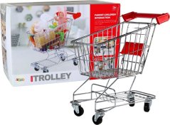 LeanToys Kočiar Sklepowy Metalowy košyk pre deti strieborný Duży LEAN Toys