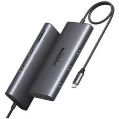 Ugreen HUB UGREEN CM639 USB-C / 2xHDMI 4K60 Hz, 3xUSB-A, USB-C, SD/TF, RJ45, USB-C PD 100W
