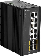 D-Link Switch / 14 Port Layer2 Managed Gigabit PoE Industrial Switch, 8x 100/1000Mbit/s TP (RJ-45) PoE Port, 2x 100/1000Mbit/s TP (RJ-45) Port, 4x SFP Port, Automatische Geschwindigkeits- und Duplexanpassung, IEEE 802.3at PoE kompatibel, bis 30 Watt Leistu