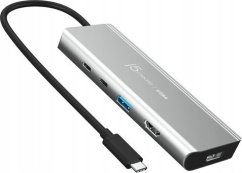 j5create j5create JCD401 USB4™ Dual 4K Multi-Port Hub, Silver, Wired, USB 3.2 Gen 2 (3.1 Gen 2) Type-C, 85 W, Silver, 10 Gbit/s, 4K Ultra HD