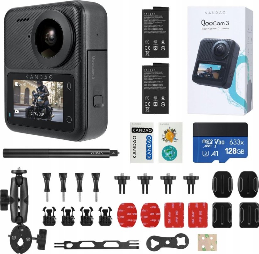 kandao Kandao QooCam 3 360° Action Camera - Motorcycle Combo