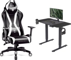 Diablo Chairs X-Horn 2.0 czarno-biały + EGON 1100 Czarne 110 cmx60 cm