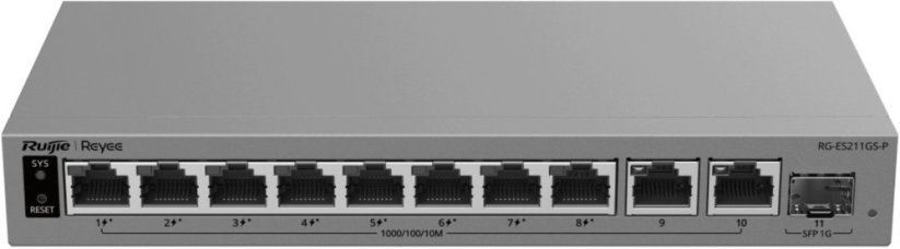 Reyee POE 8-portowy + 2X Uplink + 1X SFP (RG-ES211GS-P)