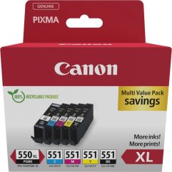 Canon Canon PGI-550XL PGBK/CLI-551 (6431B009) Ink Cartridge Multipack, PGBK/C/M/Y/BK