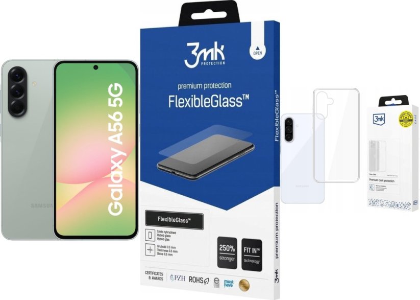 Samsung Galaxy A56 5G 8/256GB Zielony  (SM-A566BZGCEUE) + FlexibleGlass + Etui Clear Case