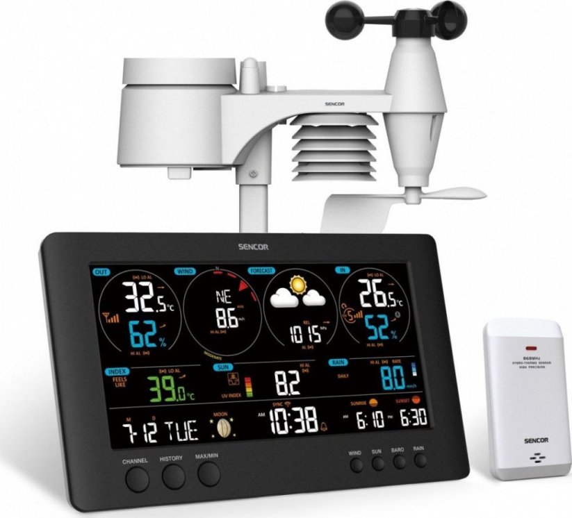 Sencor Sencor Profesjonalna stacja METEO WiFi SWS 12500 výška  LCD 21,4cm farba