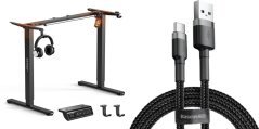 SENSE7 Rama biurka elektrycznego Nojo light czarna + kabel usb