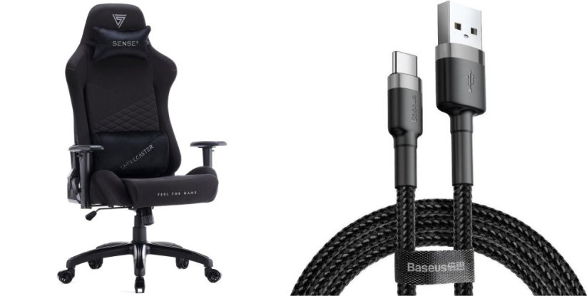 SENSE7 Spellcaster Senshi Edition XL materiałowy czarny + kabel usb