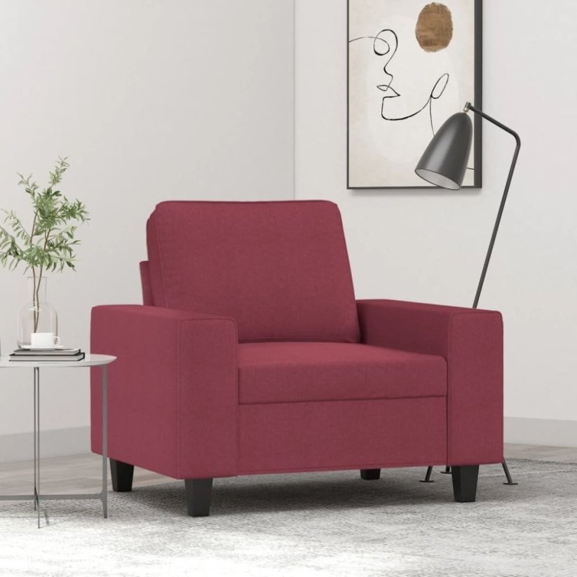 vidaXL Fotel, winna czerwień, 60 cm, obity tkaniną Lumarko!