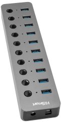 Hismart Adapter USB Type-A 3.0 - 10 x USB 3.0 z Prepínačami