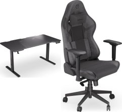 Endorfy Biurko Endorfy Atlas L Electric Czarne 150 cmx78 cm + Fotel Scrim BK czarny