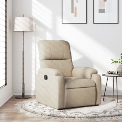 vidaXL Rozkładany fotel, krémový, obity mikrofibrą