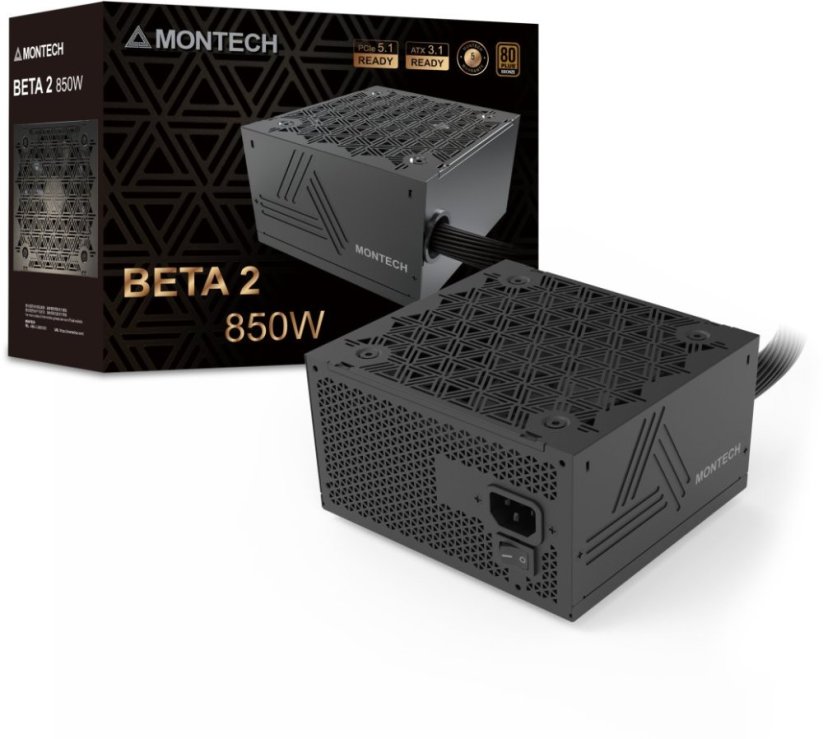 Montech BETA 2 80 PLUS Bronze, ATX 3.1, PCIE 5.1 - 850 Watt, Čierny (BETA 2 850W)