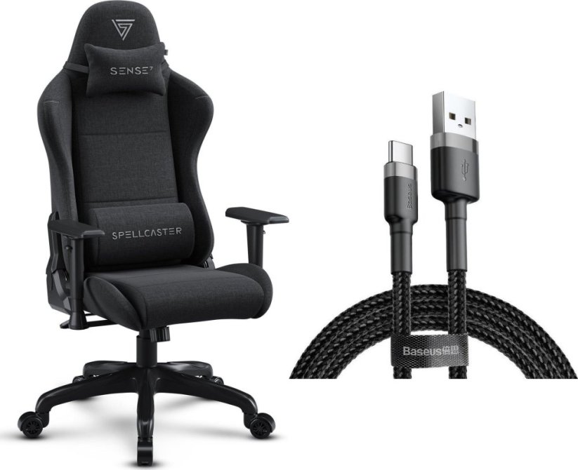 SENSE7 Spellcaster FUKU materiałowy czarny + kabel usb