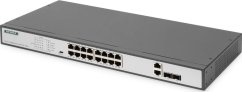Digitus Digitus 16 Port Fast Ethernet PoE Switch, 19 Inch, Unmanaged, 2 Uplinks