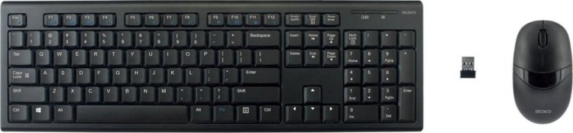 Deltaco DELTACO Belaidė klaviatūra ir pelė, 105 Keys, LT/EN išdėstymas, 2.4GHz USB Nano Receiver, Juodas TB-114-LT