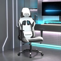 vidaXL Fotel gamingowy, biało-Čierny, sztuczna skóra