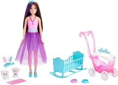 Barbie Bábika BARBIE SKIPPER Z WÓZKIEM I BOBASAMI OWIECZKI Kočiar HLC29 Dreamtopia
