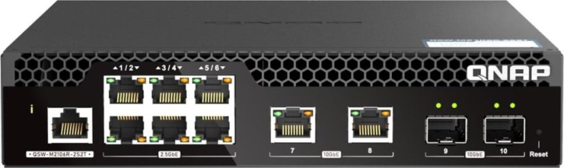 Qnap QNAP QSW-M2106R-2S2T łącza sieciowe Zarządzany L2 10G Ethernet (100/1000/10000) 1U Čierny