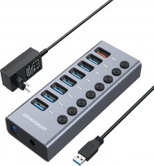 Graugear Graugear 7-Port USB-A 3.0 HUB + 1x Ladeport