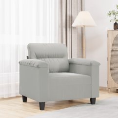 vidaXL vidaXL Fotel, jasnoSivý, 60 cm, obity mikrofibrą