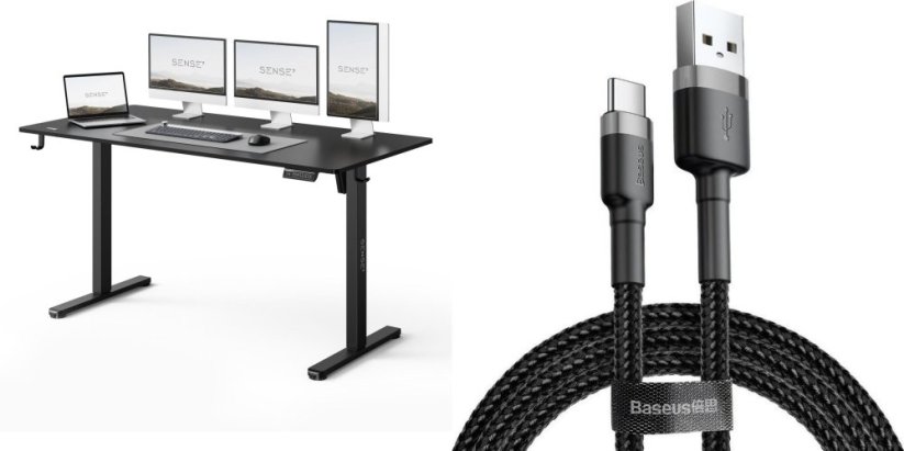 SENSE7 NOJO LIGHT Czarne 140 cmx70 cm + kabel usb