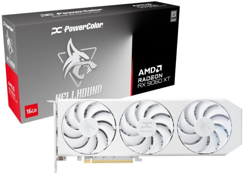 POWERCOLOR Hellhound Spectral White Radeon RX 9060 XT 16GB GDDR6 (RX9060XT 16G-L/OC/WHITE)