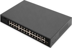 Digitus Digitus Prepínač 24-portowy PoE FE, 2 porty uplink (SFP / RJ45)