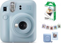 Fujifilm Fujifilm Momentinis fotoFotoaparátas instax mini 12 PASTEL Mėlynas + PRIEDŲ rinkinys (DĖKLAS, ALBUMAS, RĖMELIAI SU SEGTUKAIS) + instax mini glossy (10p