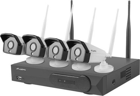 Lanberg Sada na monitorovanie Rejestrator NVR 4 kanałowy WiFi + 4 kamery IP WiFi 2Mpx z Príslušenstvomi -ICS-0404-0020