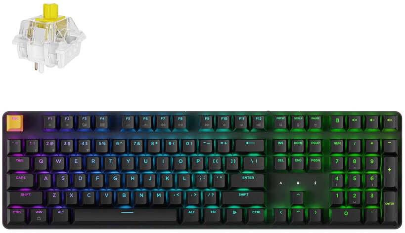 Keychron J5 Wireless (KJ5-H4) - US Layout - Hot-Swappable Super Banana - Black (Čierna) Mechaninė Belaidė Żaidimų Klaviatura
