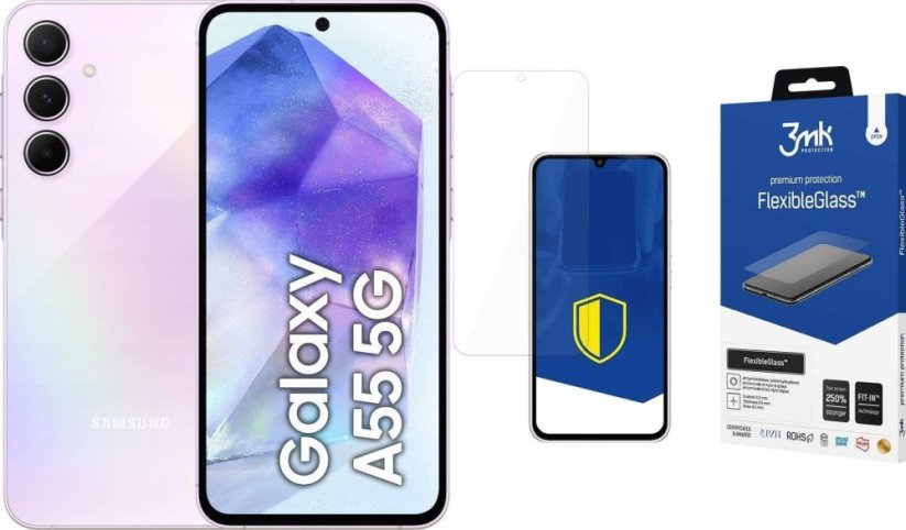 Samsung Galaxy A55 5G 8/128GB Fioletowy (SM-A556BLVAEUE) + FlexibleGlass