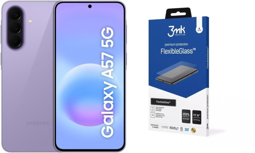Samsung Galaxy A57 5G 8/256GB Fioletowy  (SM-A576BZVDEUE) + FlexibleGlass