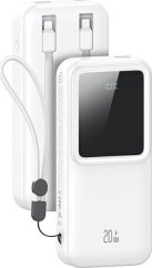 Usams USAMS Powerbank z wbudowanymi kablami USB-C+Lightning 30000 mAh 20W PD+Qc 3.0 Fast Charge X-chel Series Biely/white 30KCD21302 (US-CD213)