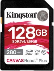 Kingston Canvas React Plus SDXC 128 GB Class 10 UHS-II/U3 V60 (SDR2V6/128GB)