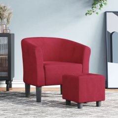 vidaXL Fotel klubowy z podNôžkiem, winna czerwień, obity aksamitem Lumarko!