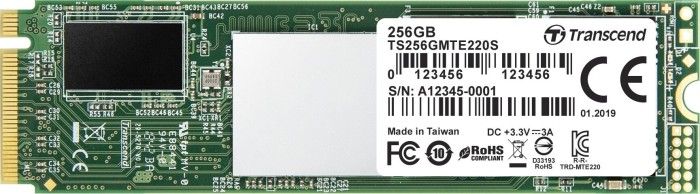 Transcend 220S 256GB M.2 2280 PCI-E x4 Gen3 NVMe (TS256GMTE220S)