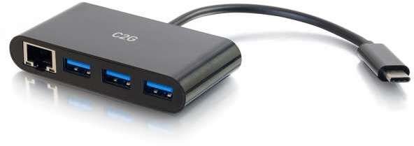 C2G C2G USB C Hub with Ethernet - 3-Port USB Hub - Hub - 3 x SuperSpeed USB 3.0 + 1 x USB-C + 1 x 1000Base-T - Desktop