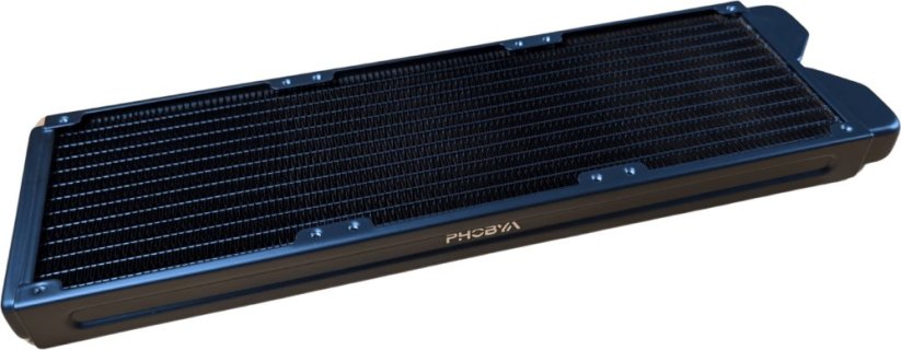 Alphacool Phobya R27-S360 Radiator, 360 mm Radiator, 18 FPI, Kupferlamellen, 2x G1/4-Zoll-Anschlüsse – schwarz