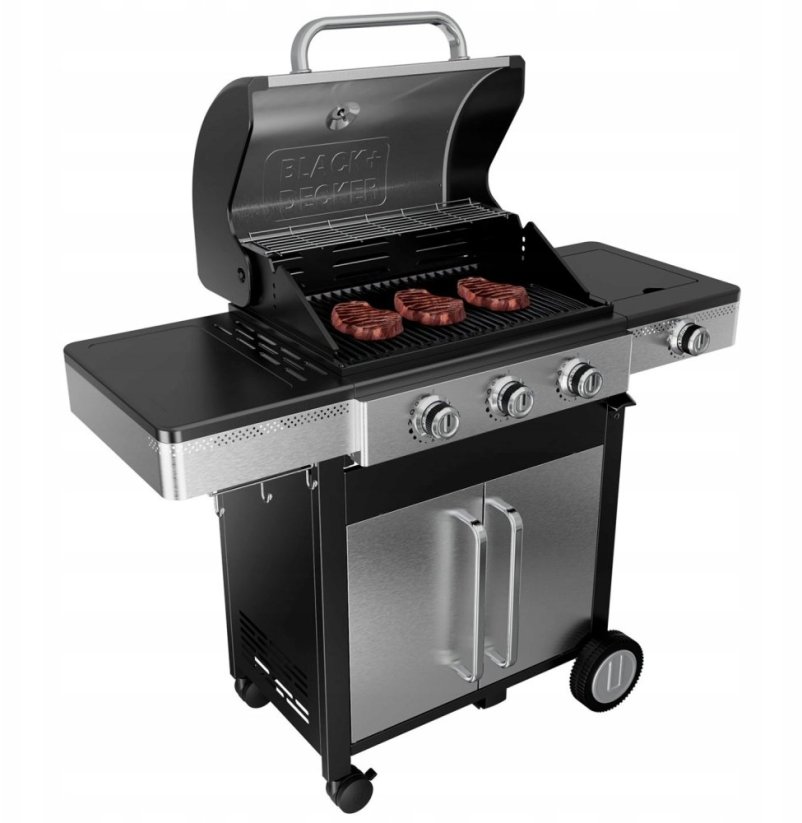 Ambiance Grill plynový Black+Decker BXOG12950E (3 Horáki x 3.6 kW + 1 boczny Horák 2.1 kW) (ES9330120B)